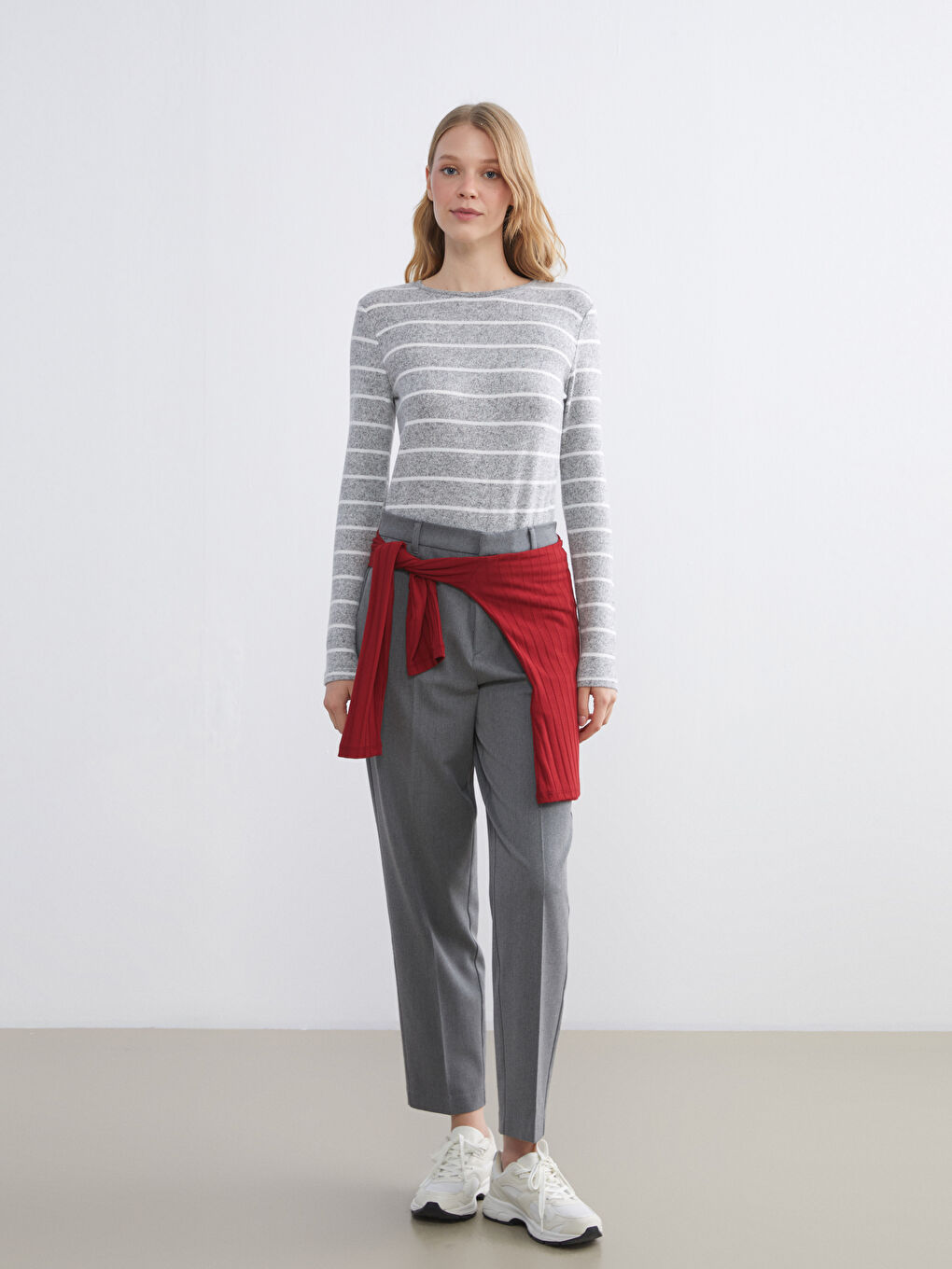 Crew Neck Striped Women's T-Shirt-2