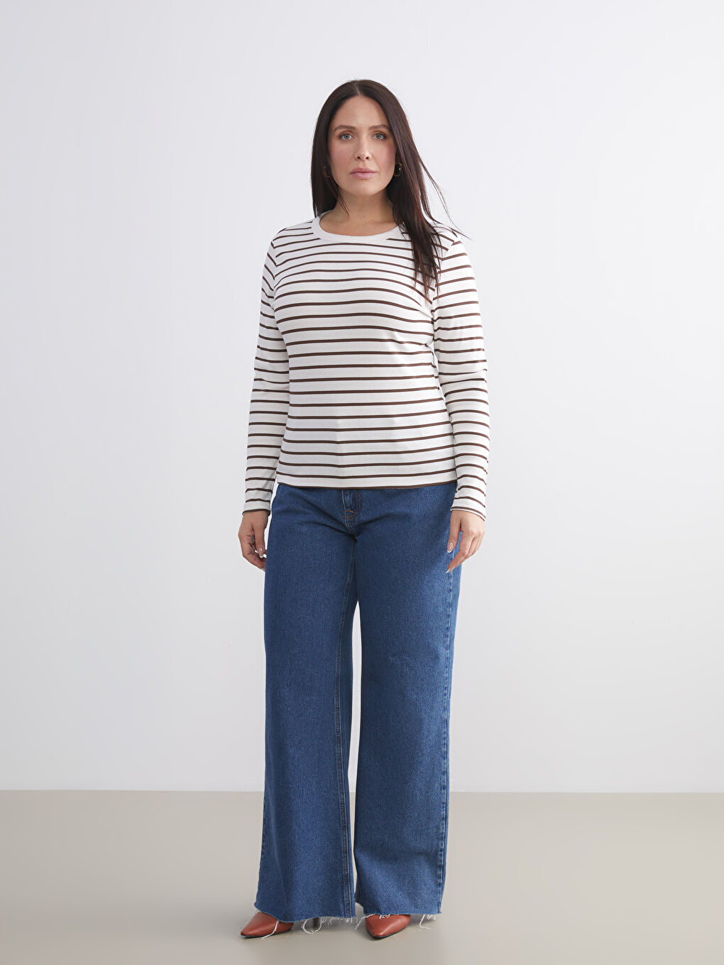 Crew Neck Striped Women's Body-5
