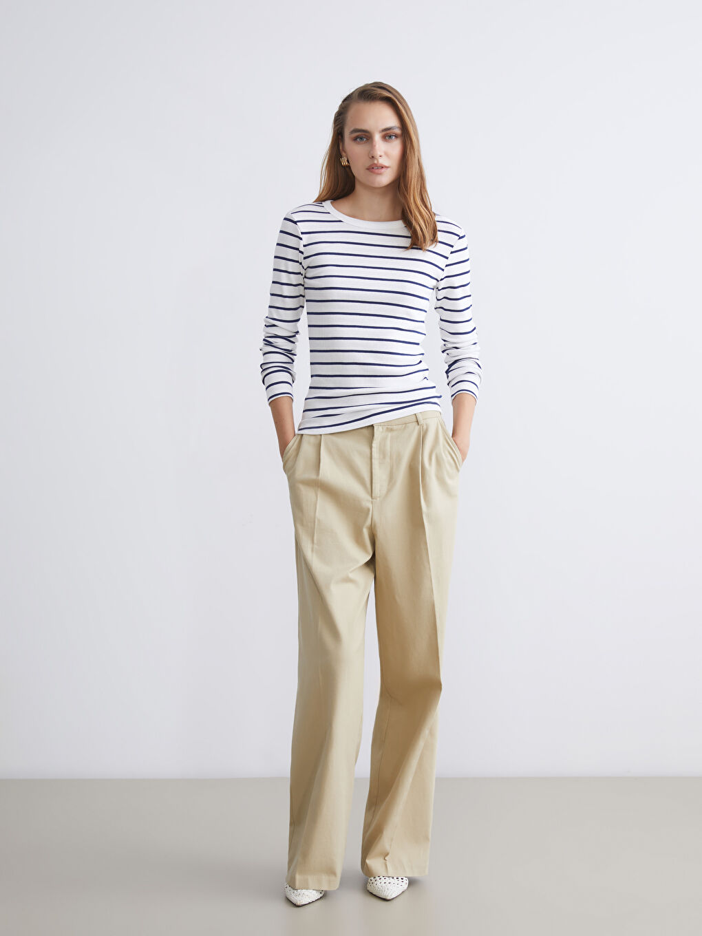LCWAIKIKI Classic Crew Neck Striped Women's Body -W57973Z8-LGS