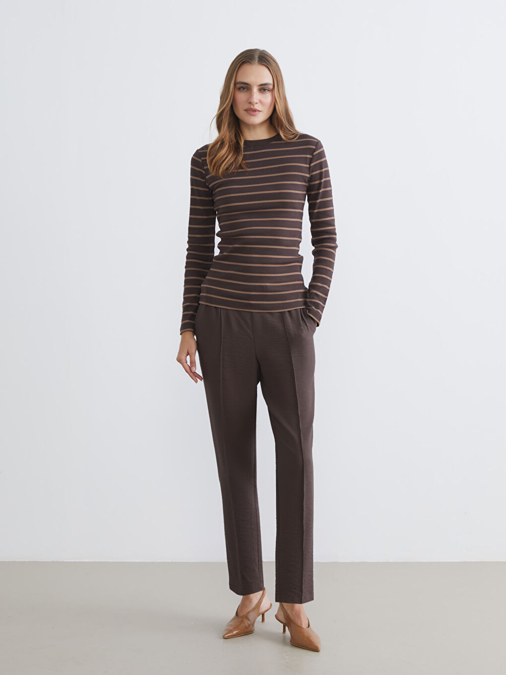 Crew Neck Striped Women's Body-1