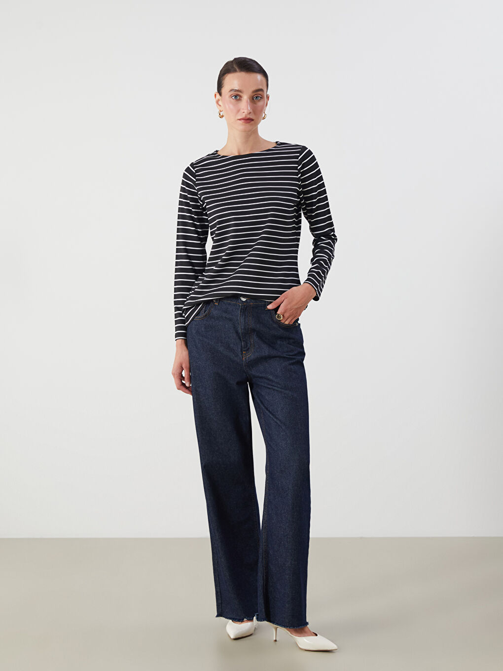 LCWAIKIKI Classic Crew Neck Striped Women's T-Shirt -W57974Z8-LEG