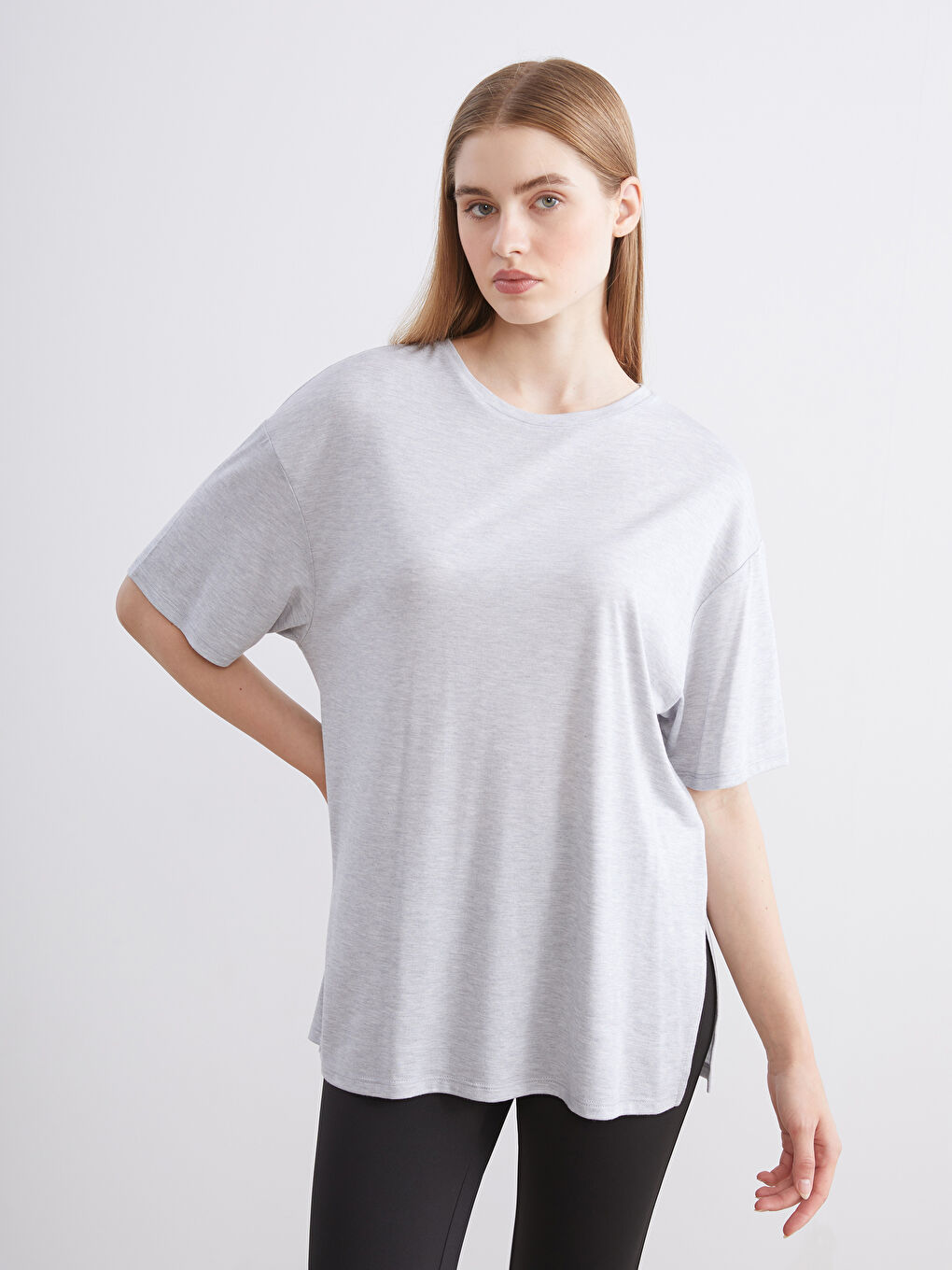 XSIDE ACTIVE Crew Neck Oversize Women's Sports T-Shirt -W57989Z8-JMD