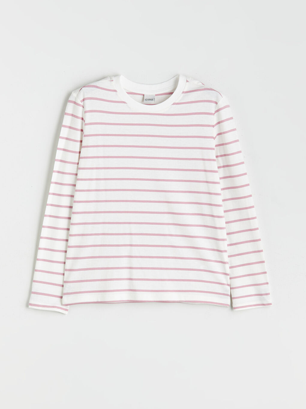 LCW Kids Crew Neck Striped Girls' T-Shirt -W58031Z4-LHK