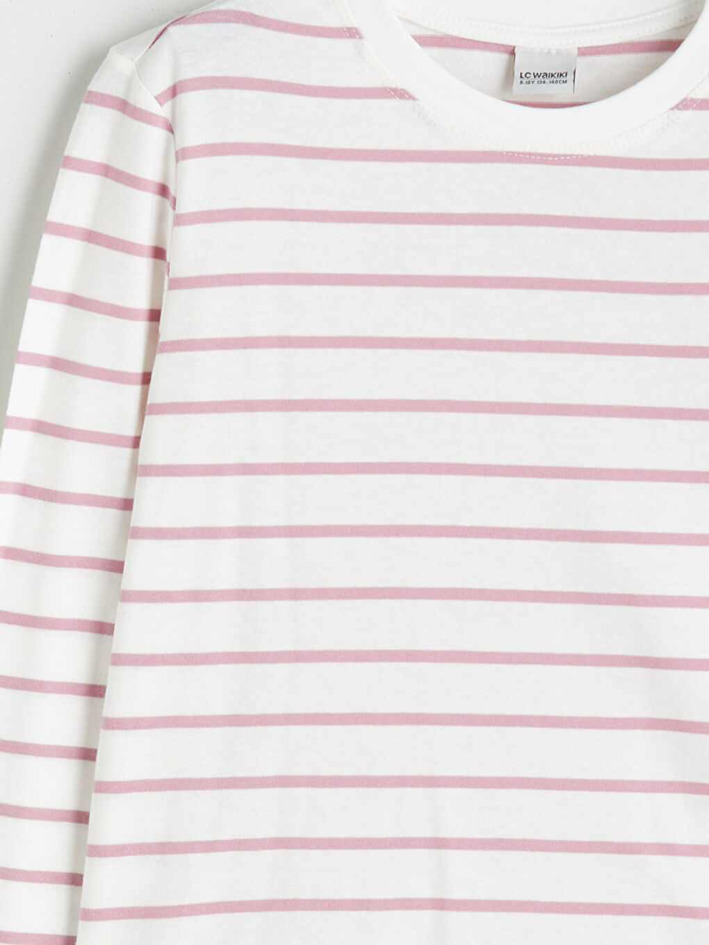 LCW Kids Crew Neck Striped Girls' T-Shirt -W58031Z4-LHK