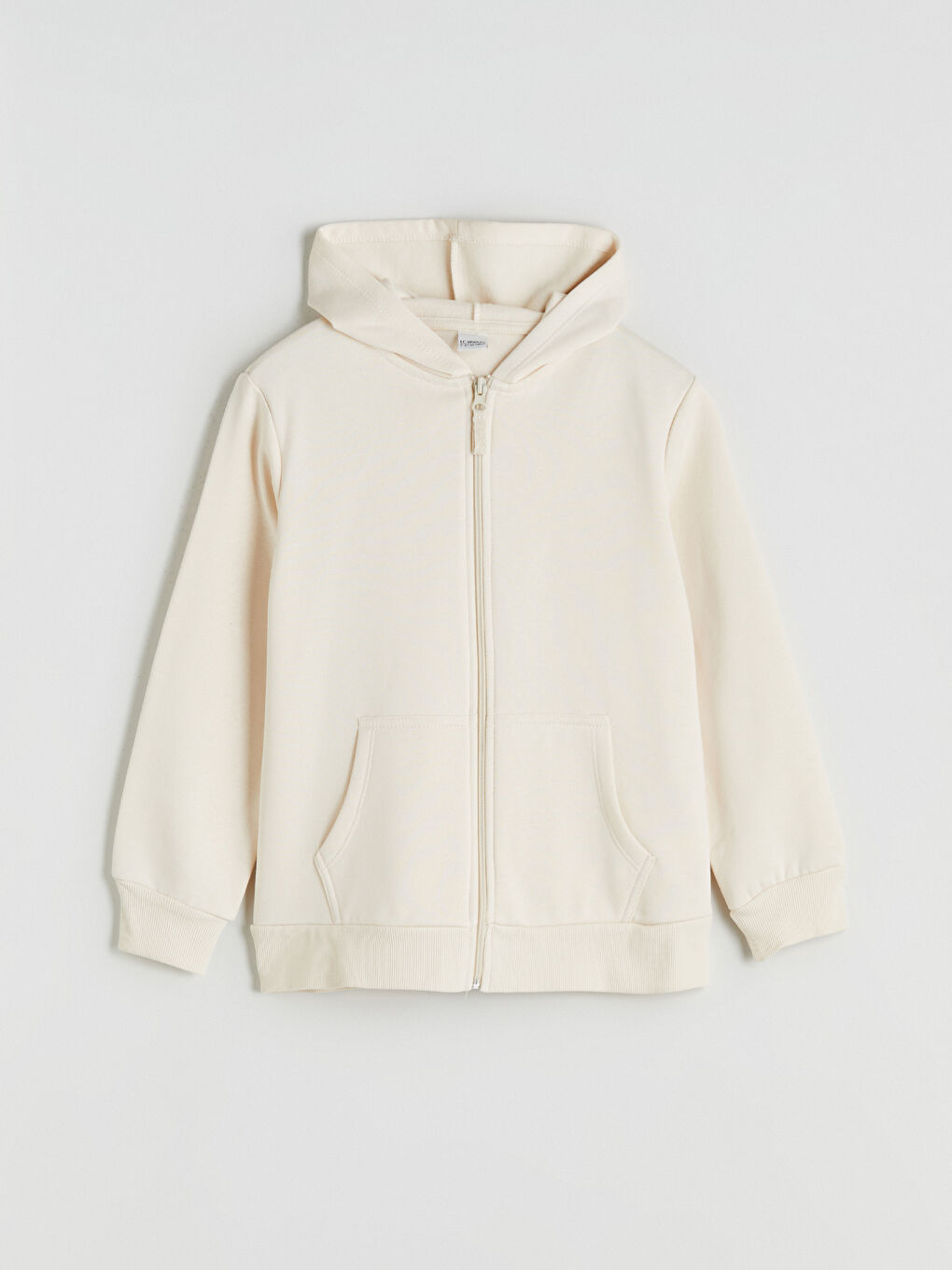 Bej Uzun Kollu Kız Çocuk Fermuarlı Sweatshirt