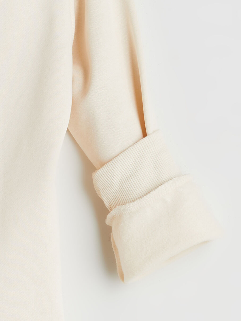 Bej Uzun Kollu Kız Çocuk Fermuarlı Sweatshirt-1