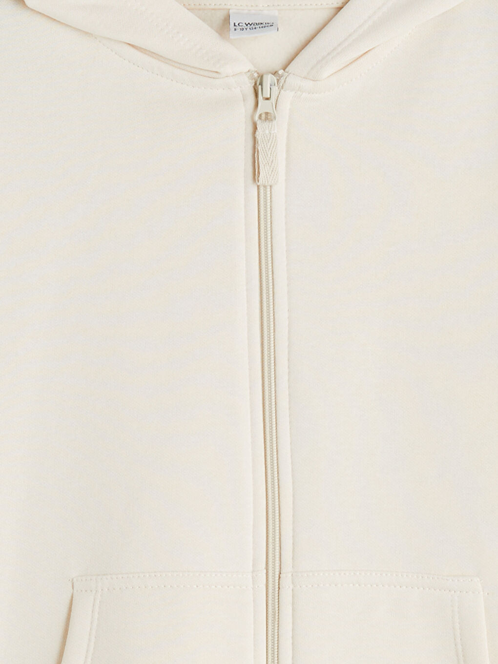 Bej Uzun Kollu Kız Çocuk Fermuarlı Sweatshirt-2