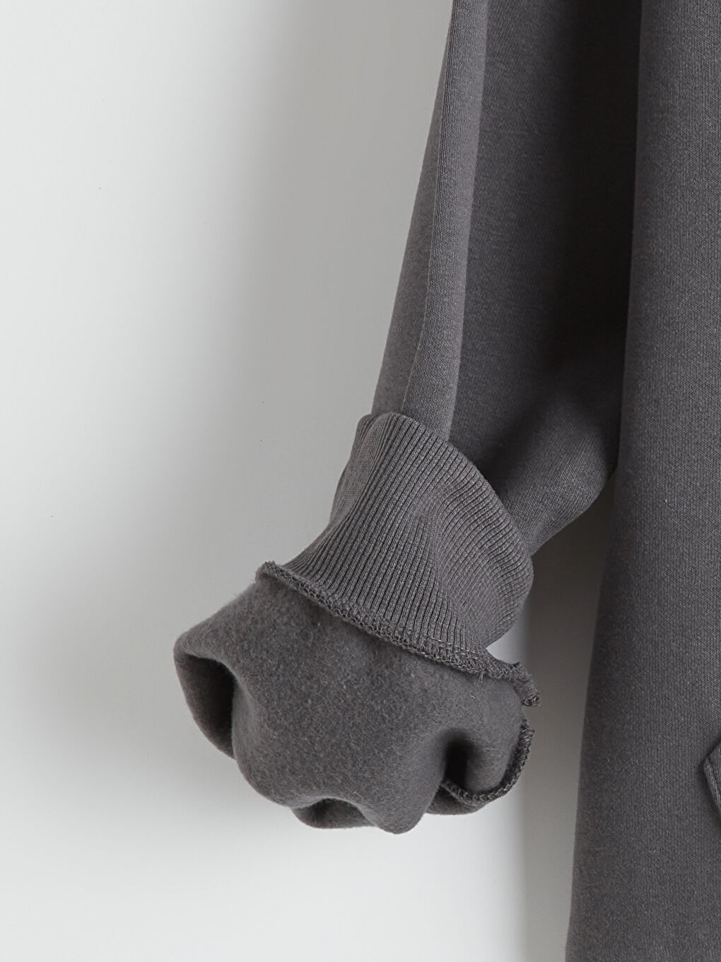 Gri Kapüşonlu Kız Çocuk Fermuarlı Sweatshirt-2