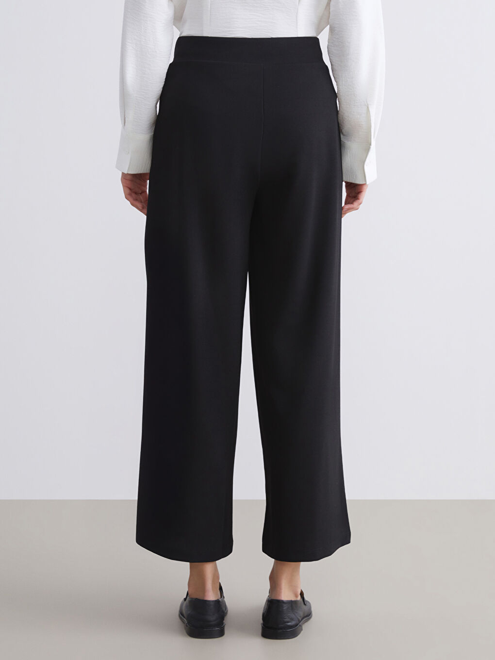 Women's Elastic Waist Plain Trousers-6