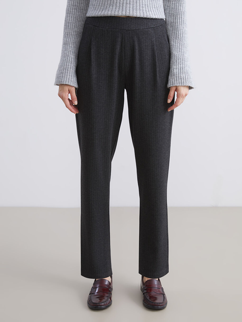 Elastic Waist Striped Women's Trousers-1