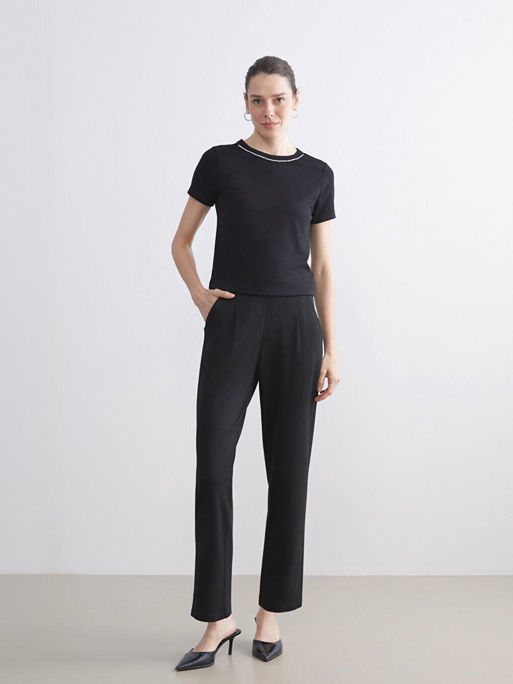 Elasticated Waist Women's Trousers-1