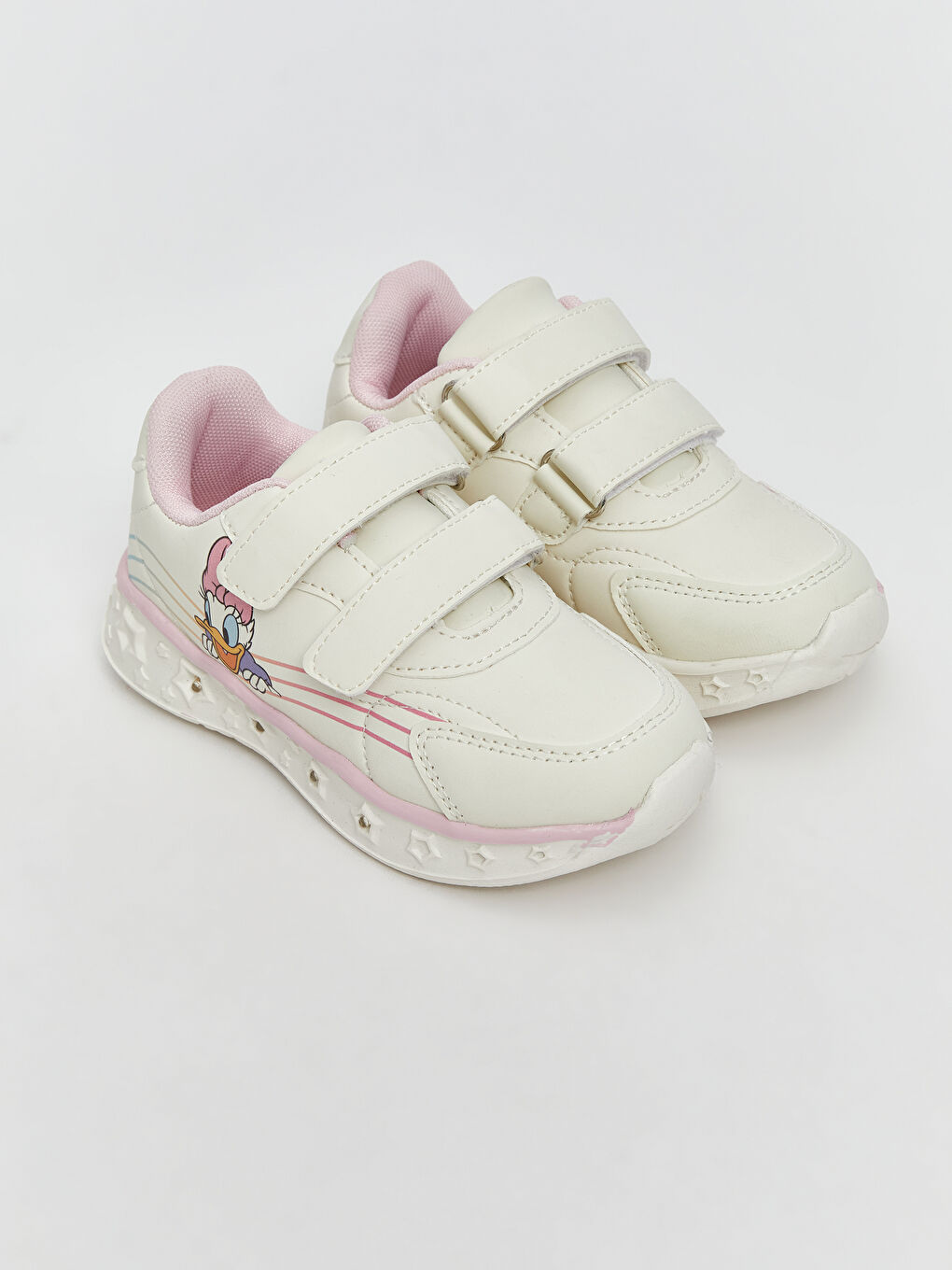 Velcro Closure Printed Light-Up Sole Baby Girls' Sneakers-1