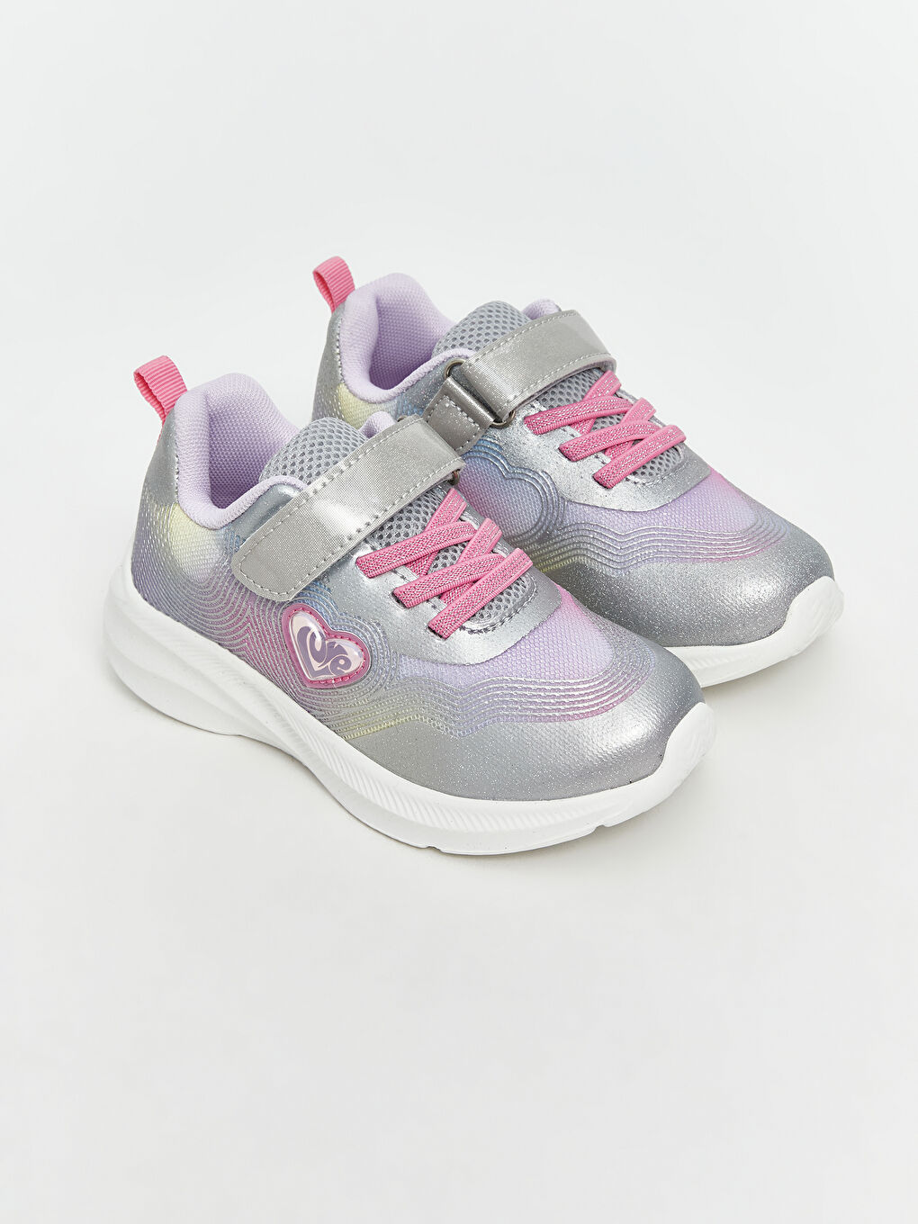 Printed Lace and Velcro Closure Baby Girl Sneakers