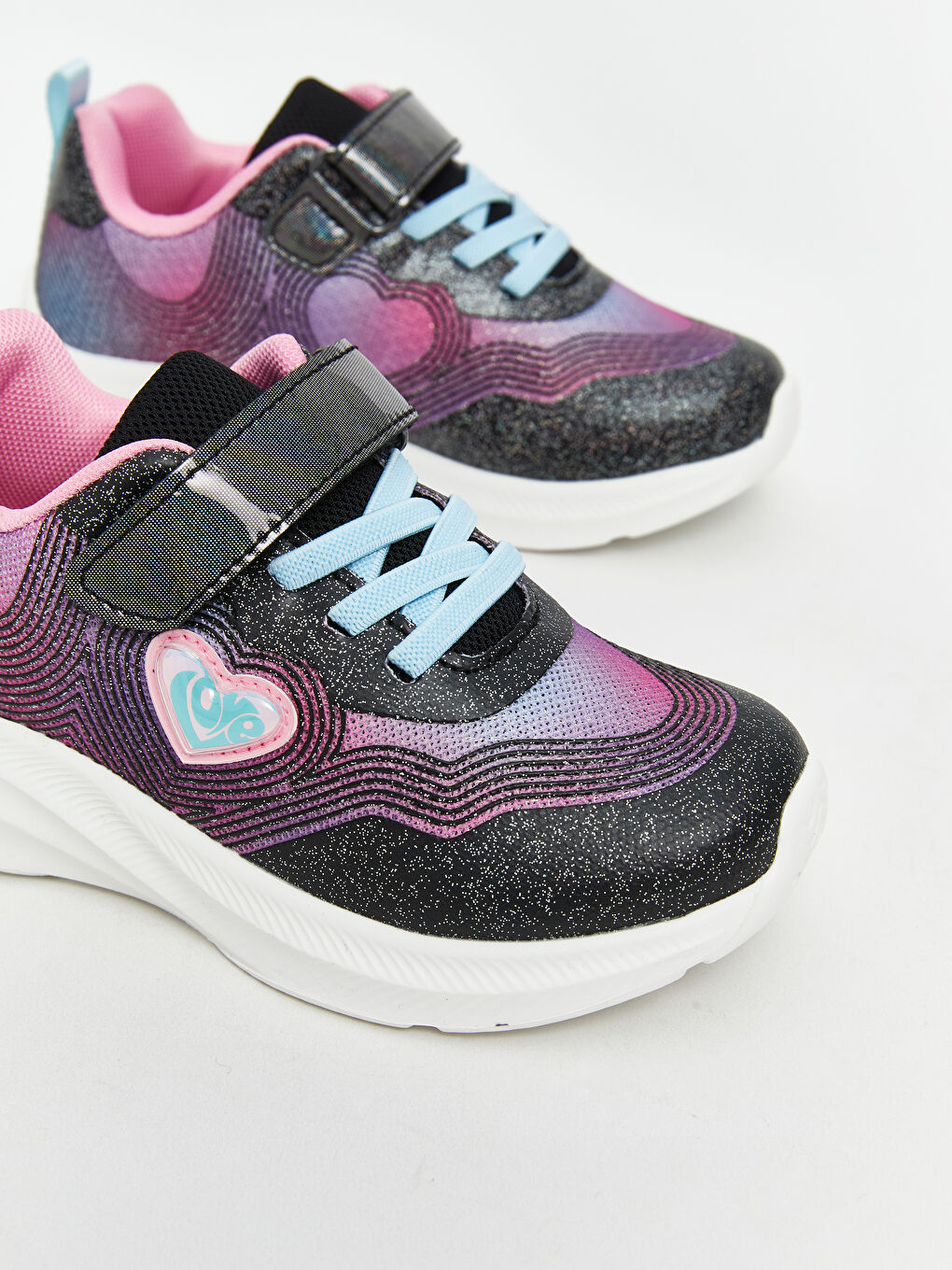 Baskets imprimées à lacets et fermeture Velcro pour bébé fille-2