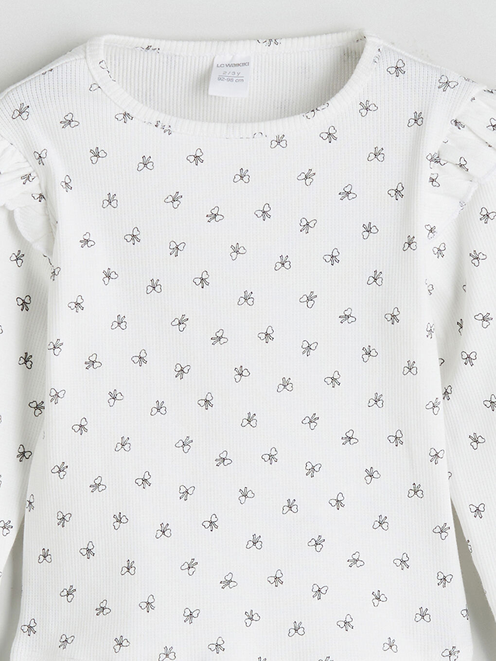 Crew Neck Ribbon Printed Girls' T-Shirt-1