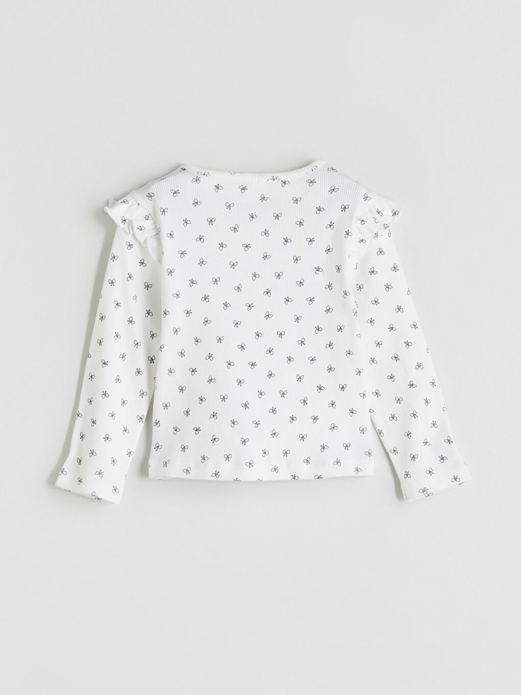 Crew Neck Ribbon Printed Girls' T-Shirt-2