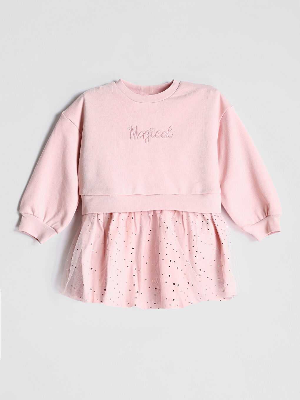 Crew Neck Girls' 3 Thread Dress