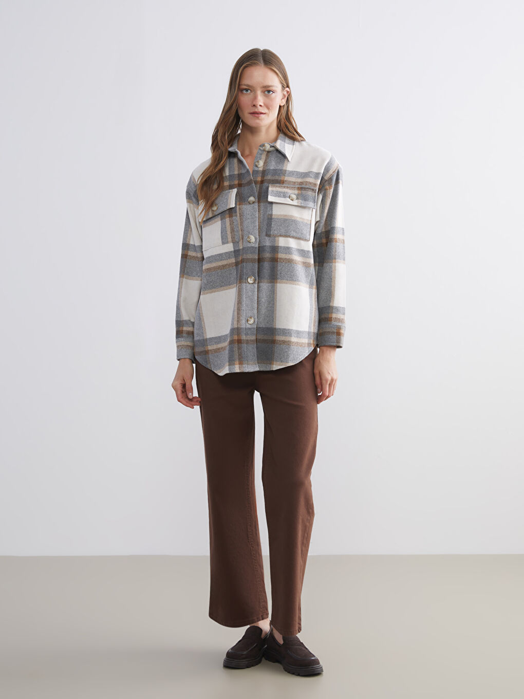 Plaid Oversize Women's Flannel Shirt Jacket-1
