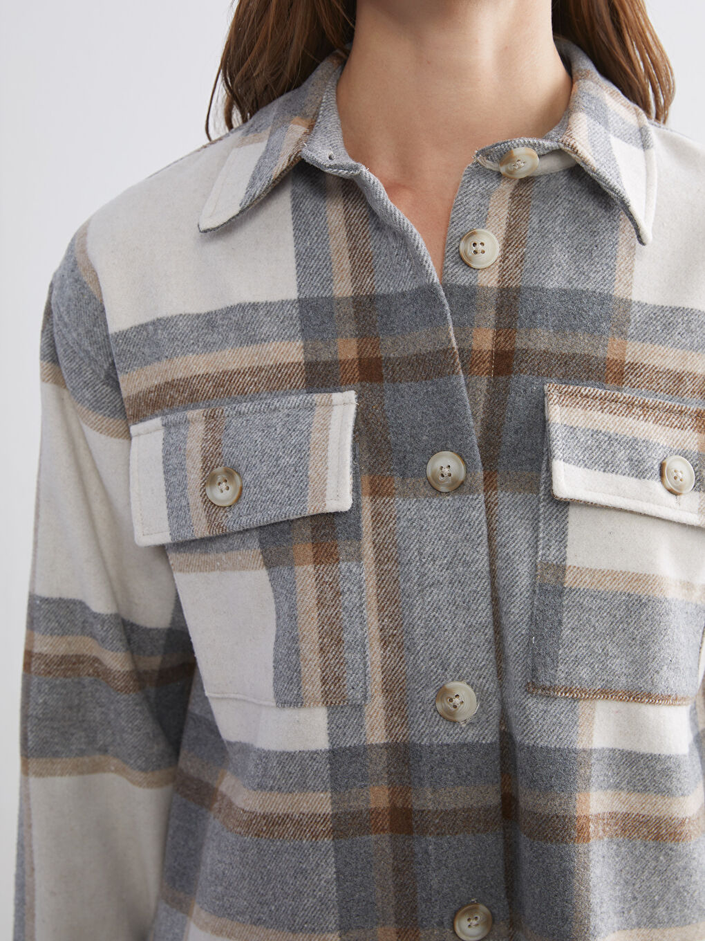 Plaid Oversize Women's Flannel Shirt Jacket-2