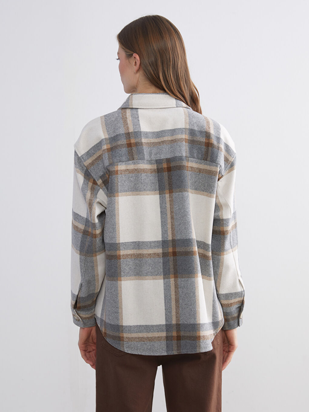 Plaid Oversize Women's Flannel Shirt Jacket-3