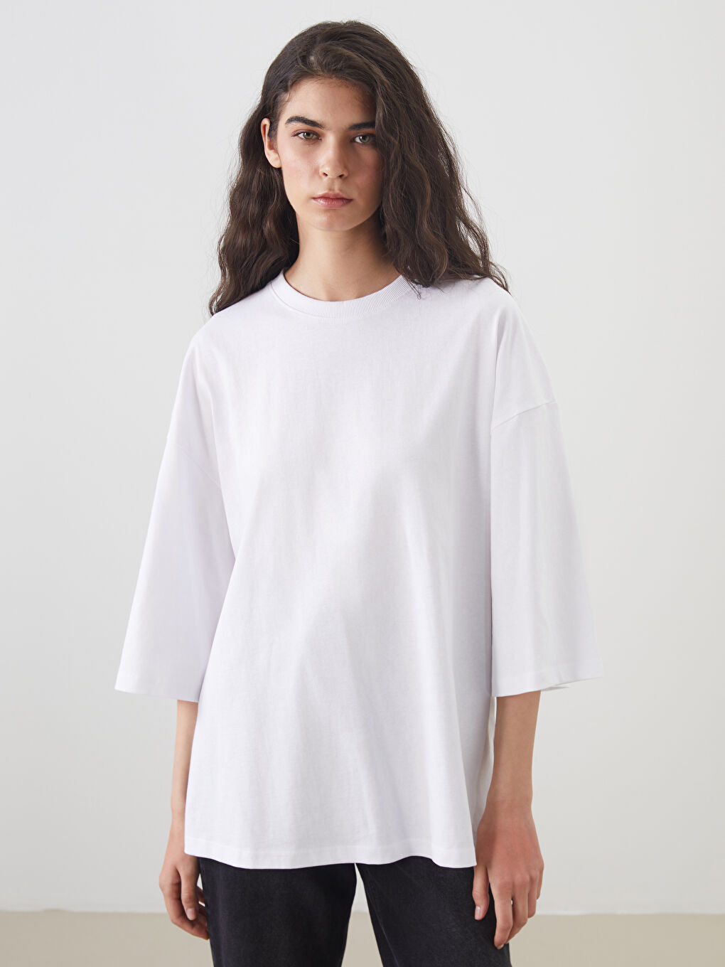 LCW Modest Crew Neck Oversize Women's T-Shirt -W58125Z8-Q6K