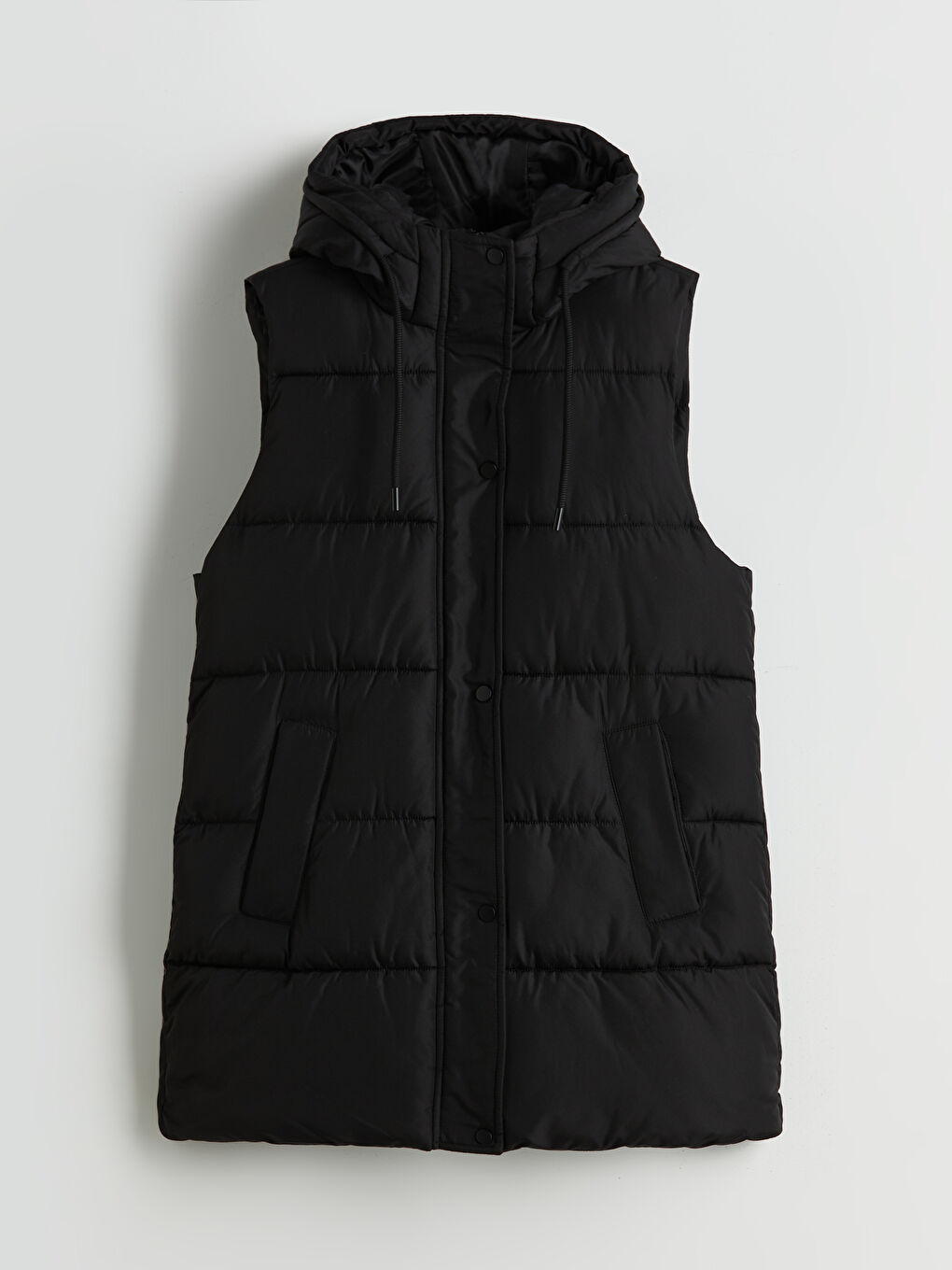 Siyah Kapüşonlu Kadın Şişme Yelek-5