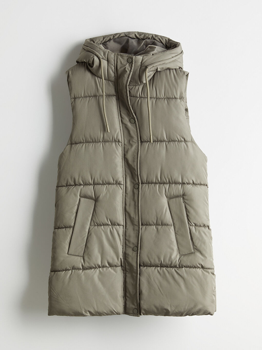Haki Kapüşonlu Kadın Şişme Yelek-5