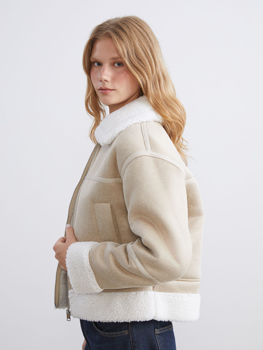 Shirt Collar Long Sleeve Women's Suede Coats