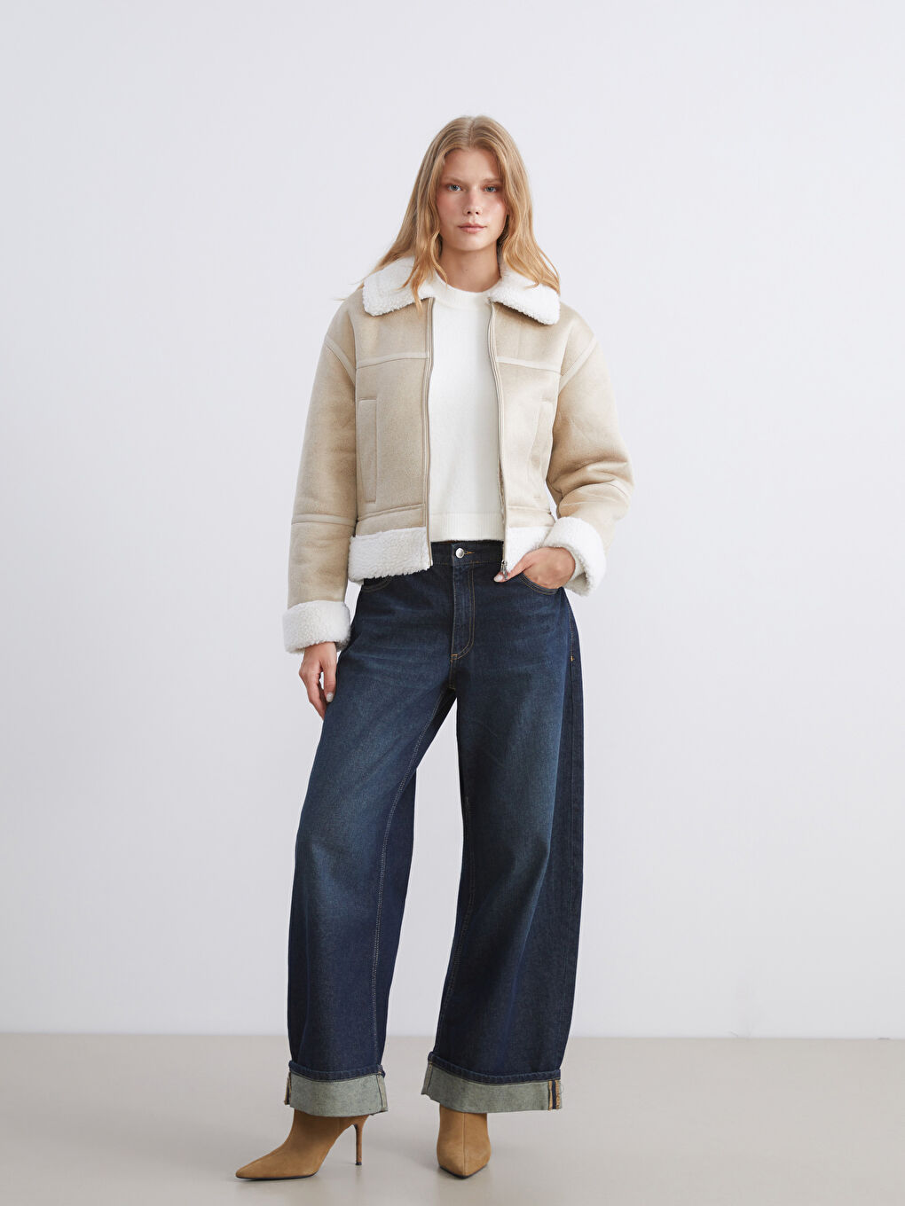 Shirt Collar Long Sleeve Women's Suede Coats-1