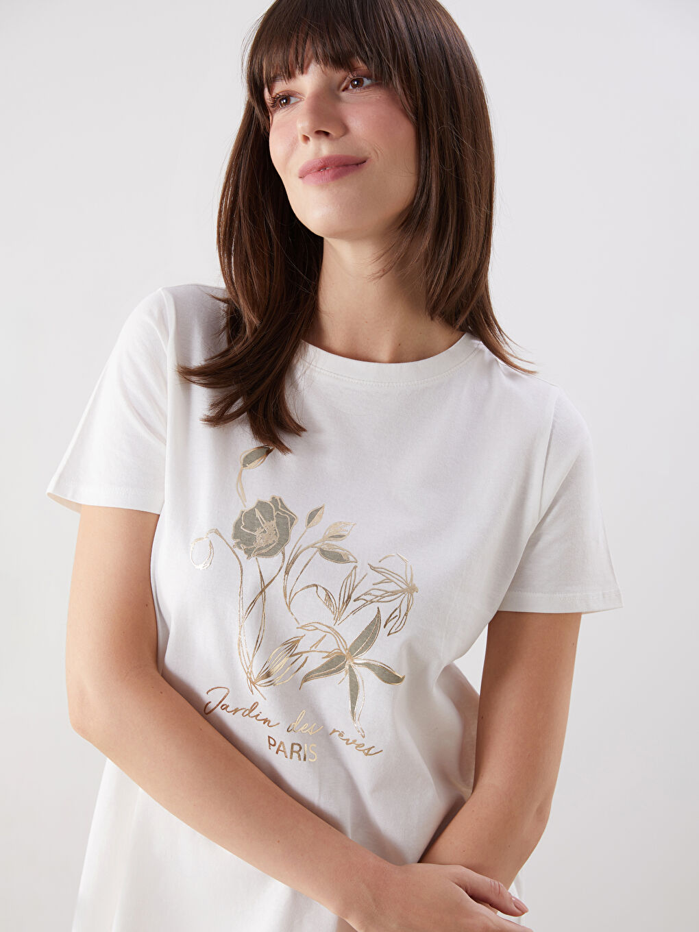 LCW Comfort Crew Neck Paris Printed Women's T-Shirt -W58133Z8-R9J