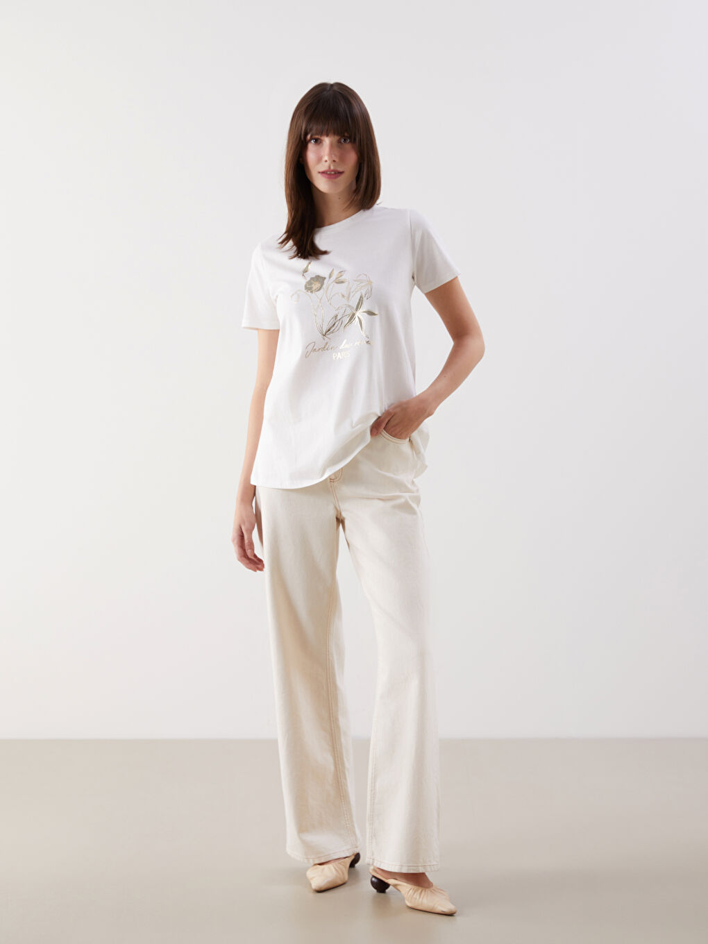 LCW Comfort Crew Neck Paris Printed Women's T-Shirt -W58133Z8-R9J