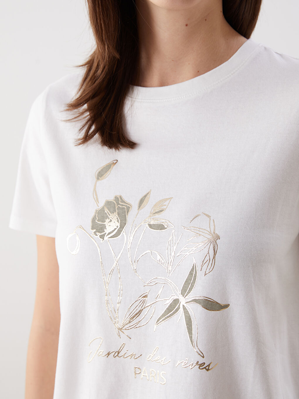 LCW Comfort Crew Neck Paris Printed Women's T-Shirt -W58133Z8-R9J
