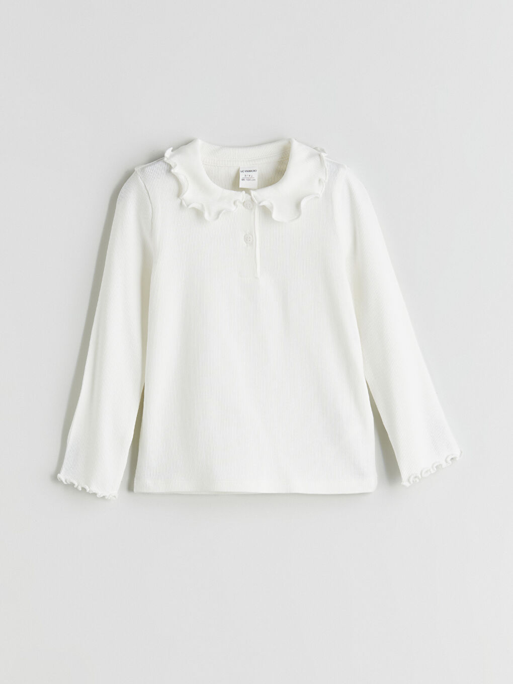 LCW Kids Тениска за момичета с яка, дълъг ръкав и изчистен дизайн -W58154Z1-R9J