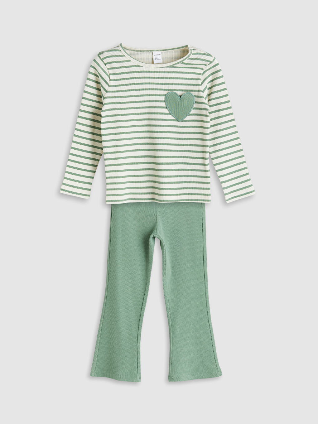 LCW Kids تاقمی تیشێرتی یاخە خڕ و تایتی کچان، ٢ دانە -W58163Z1-LGE