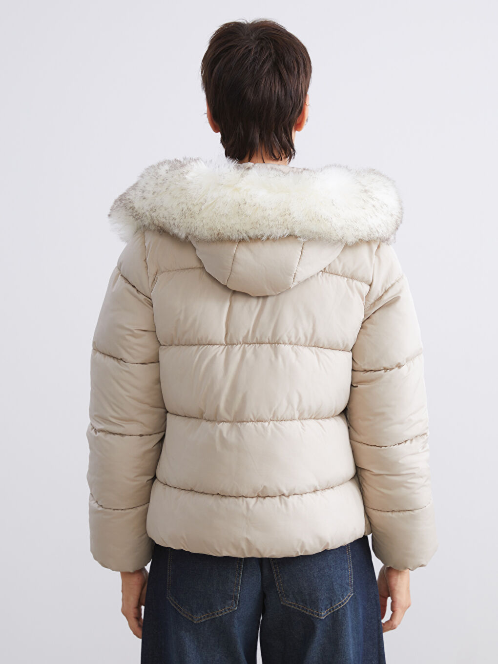 Women's Hooded Plain Puffer Coat-5