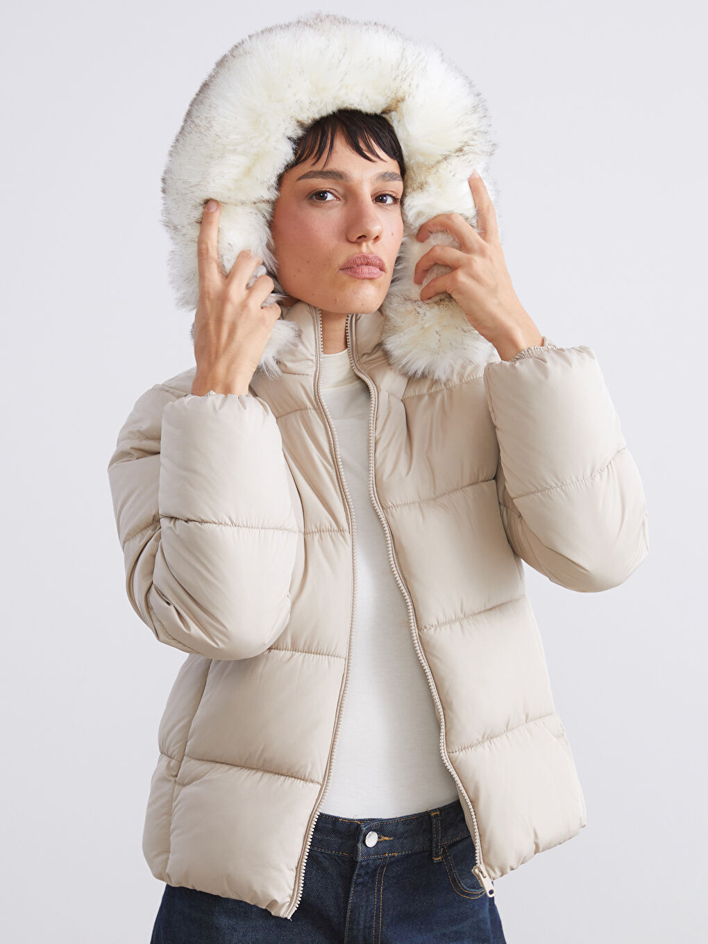 Women's Hooded Plain Puffer Coat