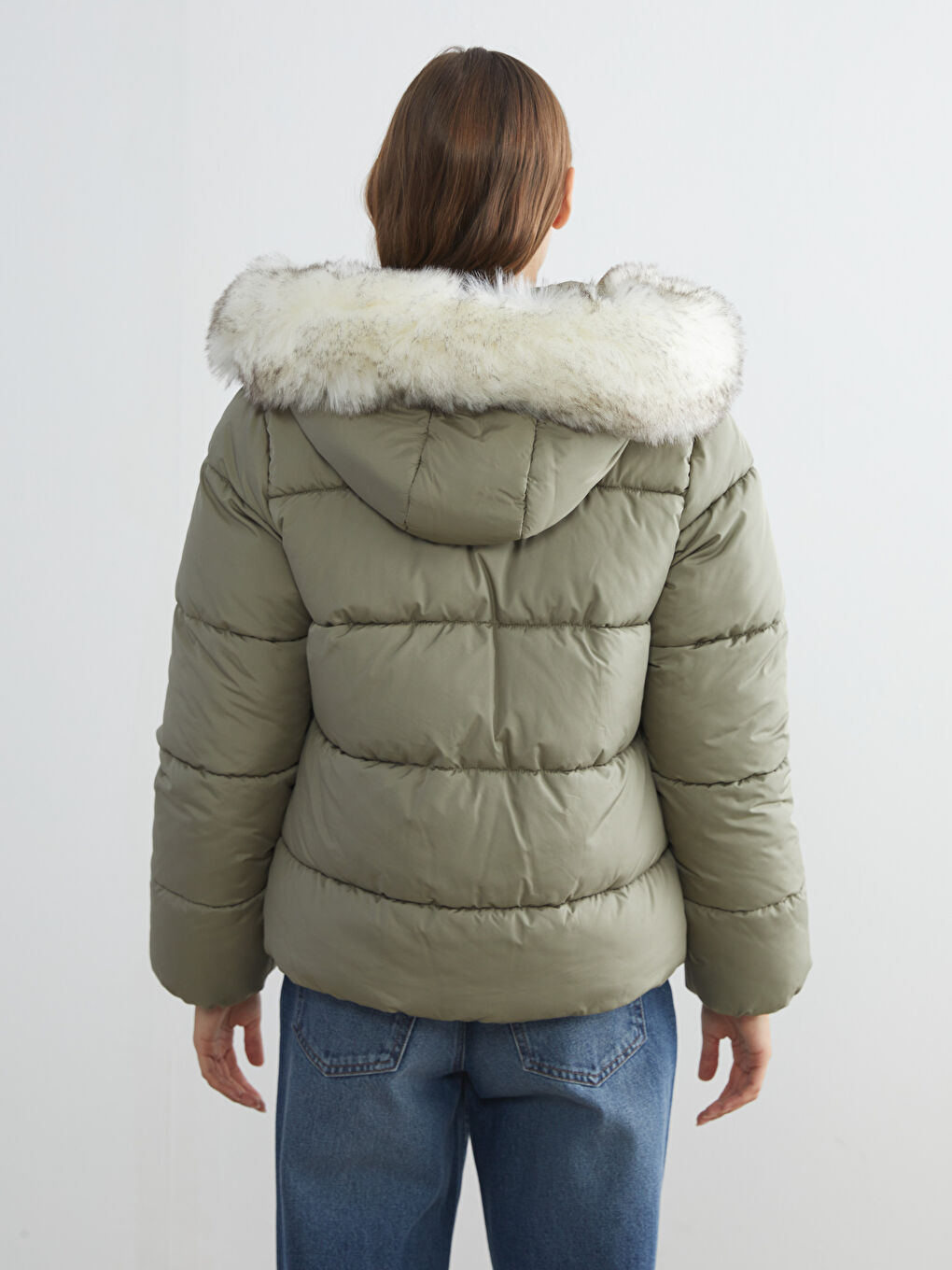 Women's Hooded Plain Puffer Coat-7