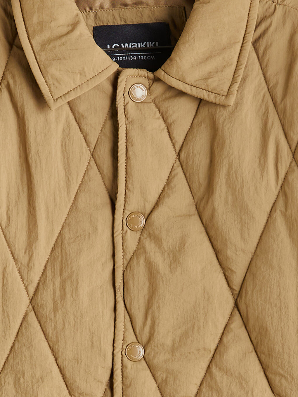 Haki Gömlek Yaka Kapitone Desenli Erkek Çocuk Mont-2