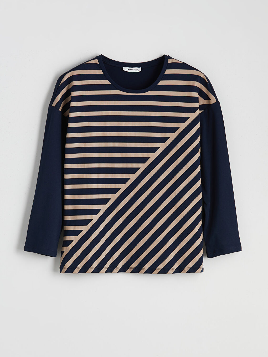 LCW Grace Crew Neck Striped Women's T-Shirt -W58170Z8-LGS