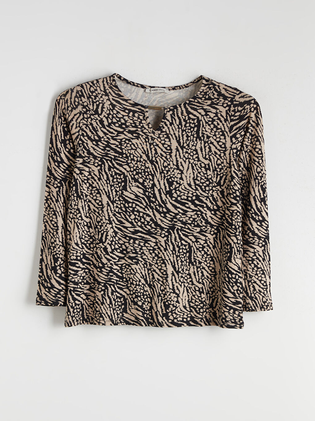 LCW Grace Crew Neck Patterned Blouse -W58174Z8-LQJ