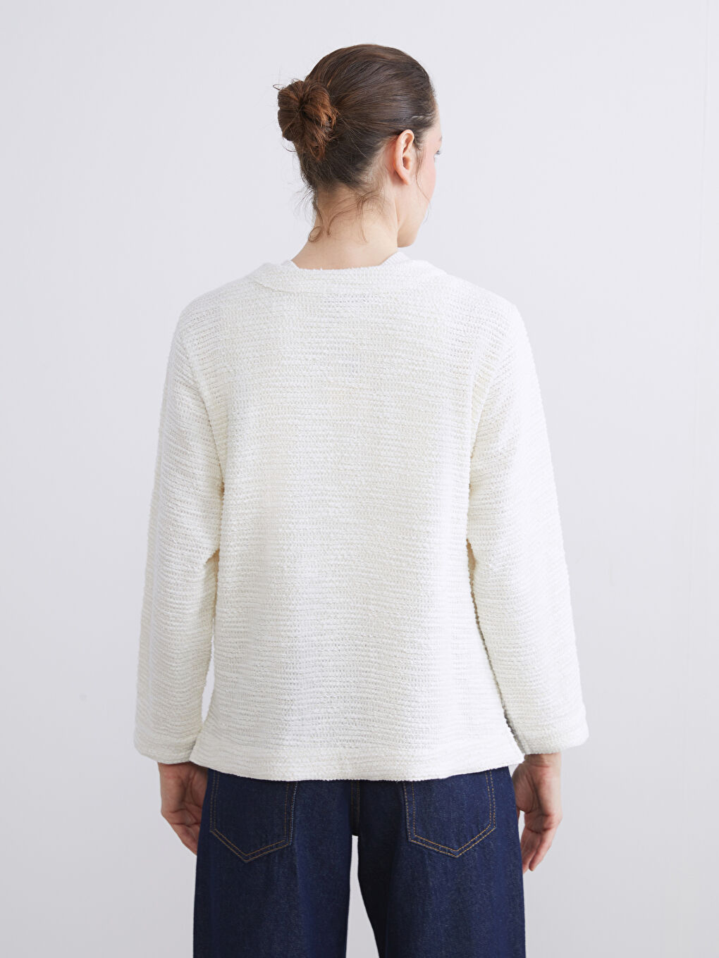 Crew Neck Women's Cardigan-3