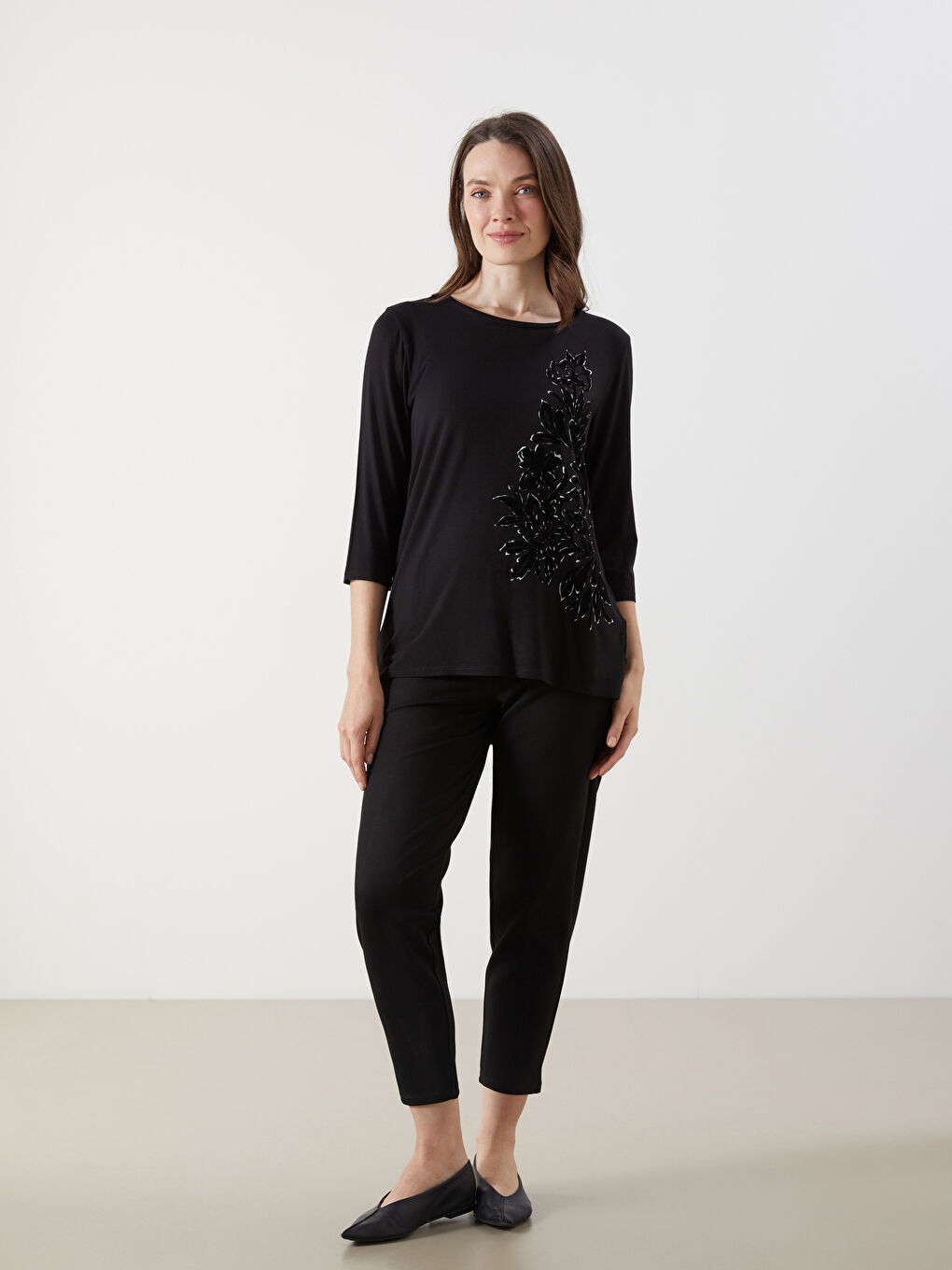 LCW Grace Crew Neck Floral Women's T-Shirt -W58178Z8-CVL