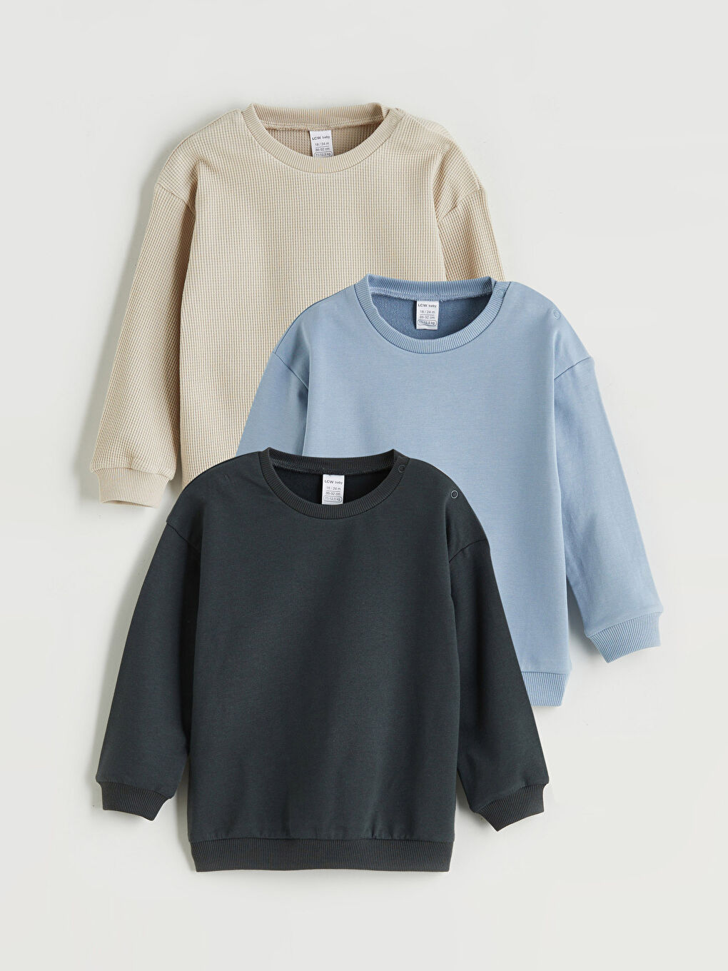 LCW baby Crew Neck Boys' Sweatshirt 3-Pack -W58208Z1-VWF