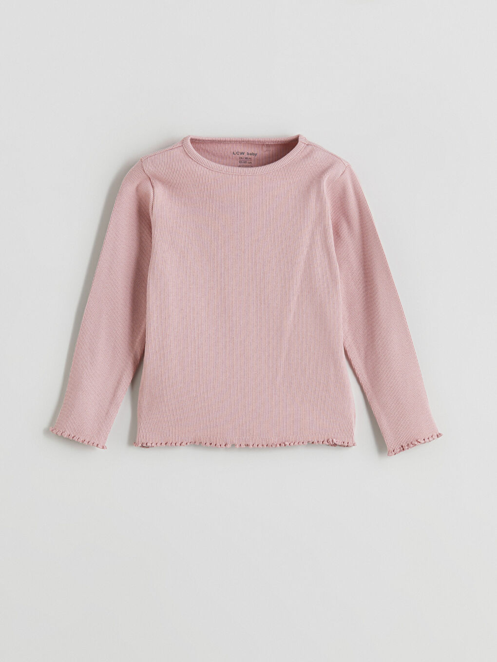 Pembe Bisiklet Yaka Uzun Kollu Kız Bebek Tişört