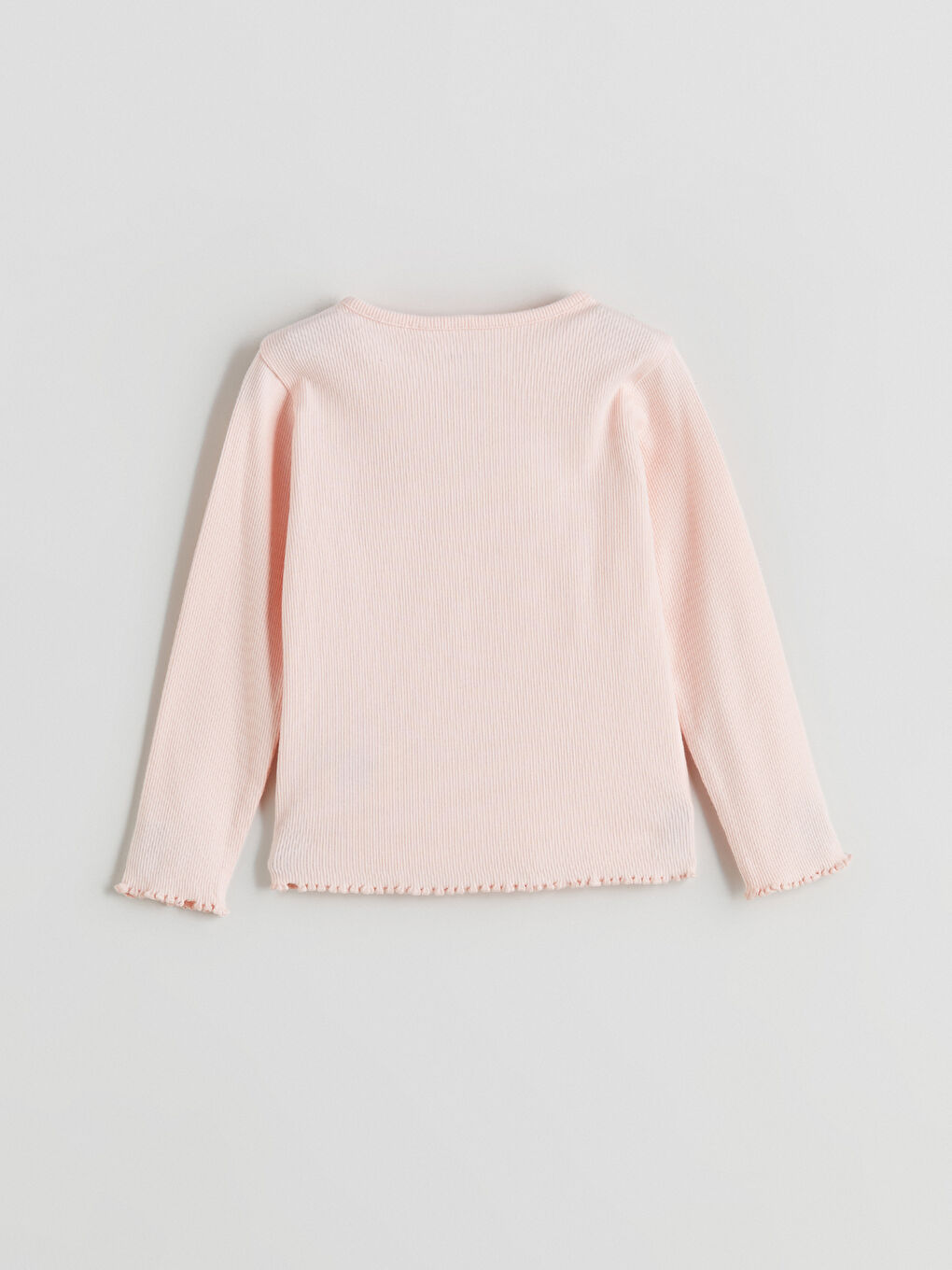 Pembe Bisiklet Yaka Fiyonk Desenli Uzun Kollu Kız Bebek Tişört-2