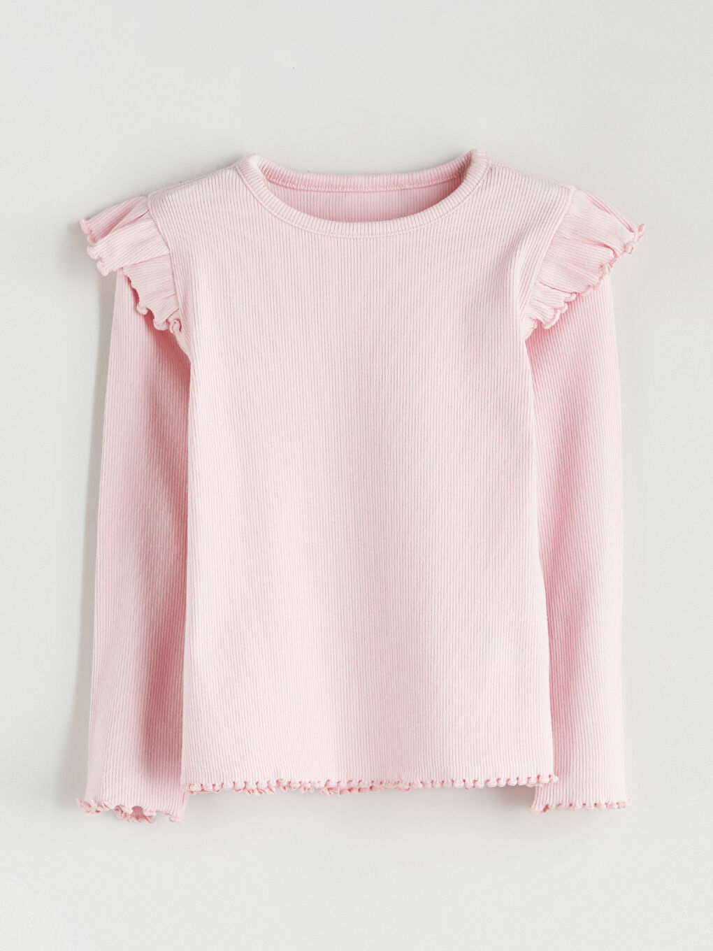 Pembe Bisiklet Yaka Fırfırlı Kız Bebek Bluz