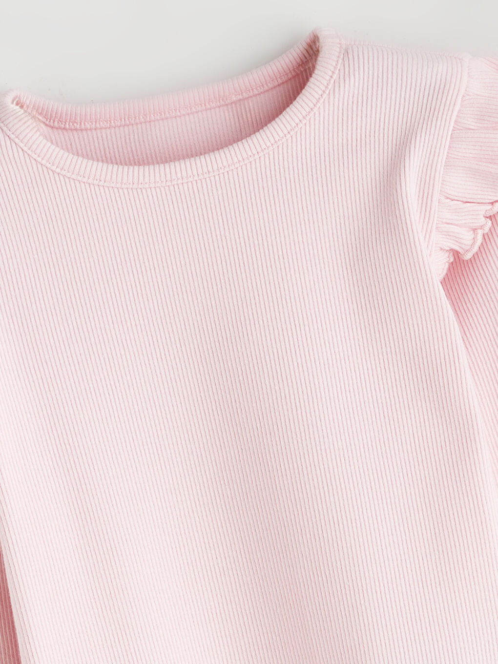 Pembe Bisiklet Yaka Fırfırlı Kız Bebek Bluz-1