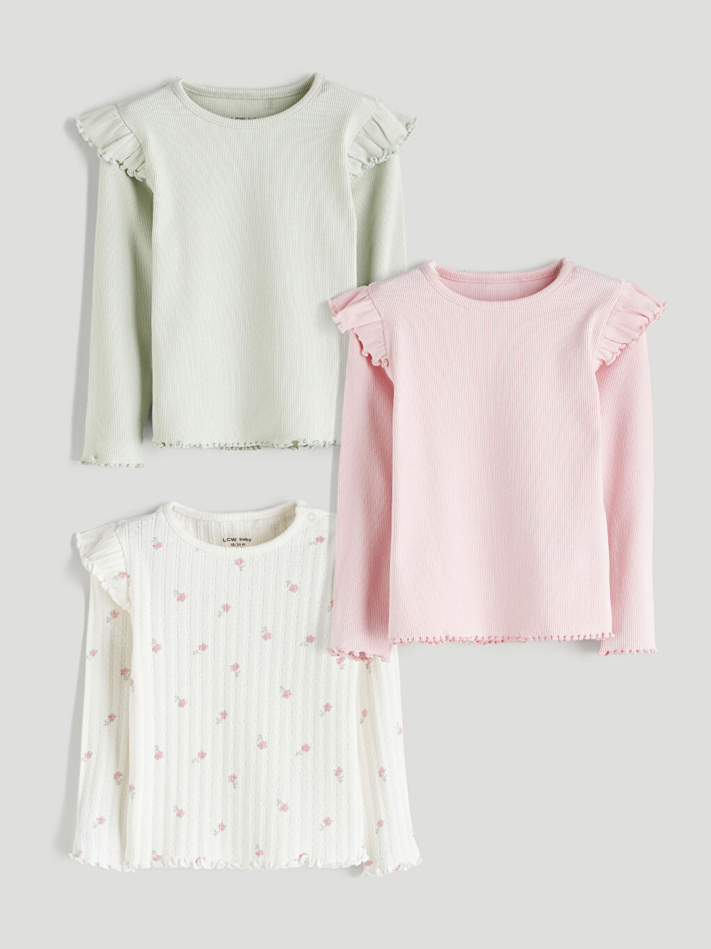 LCW baby Crew Neck Baby Girls' T-Shirt 3-pack -W58226Z1-LRA