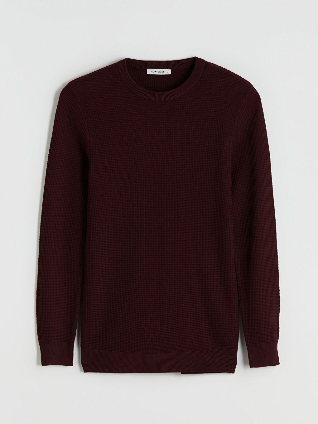 Ерлерге арналған дөңгелек жағалы өрнексіз трикотаж жемпір-4