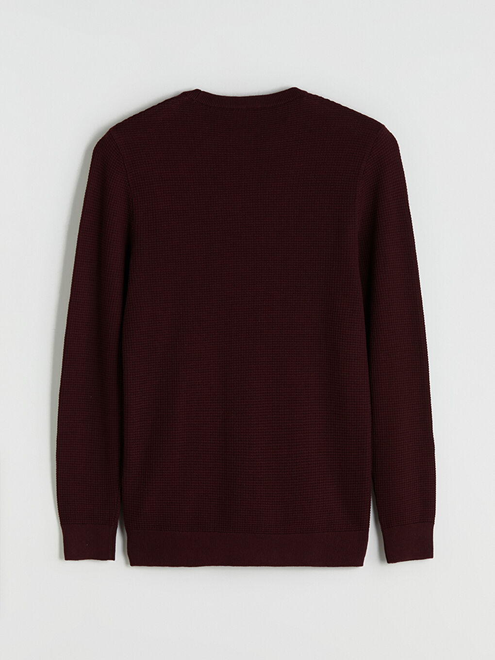 Ерлерге арналған дөңгелек жағалы өрнексіз трикотаж жемпір-5